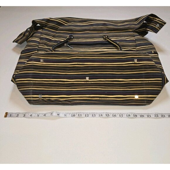 Tara Boone Striped Overnight Bag Tote Weekender Bag Large Brown Tan Pockets Hand - Picture 3 of 13